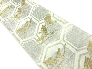 アンティーク　亀甲・鶴模様織出し袋帯（材料）